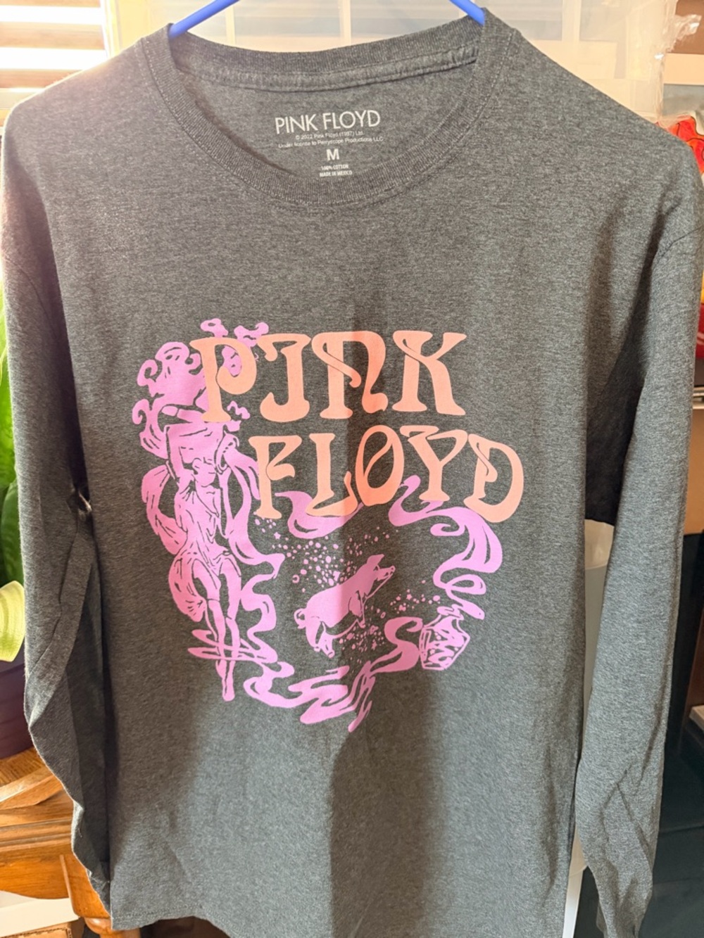 Pink Floyd Charcoal Long Sleeve Tee with Pink Graphic